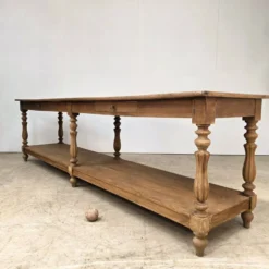 Grande table de drapier 19ème en chêne à 6 pieds