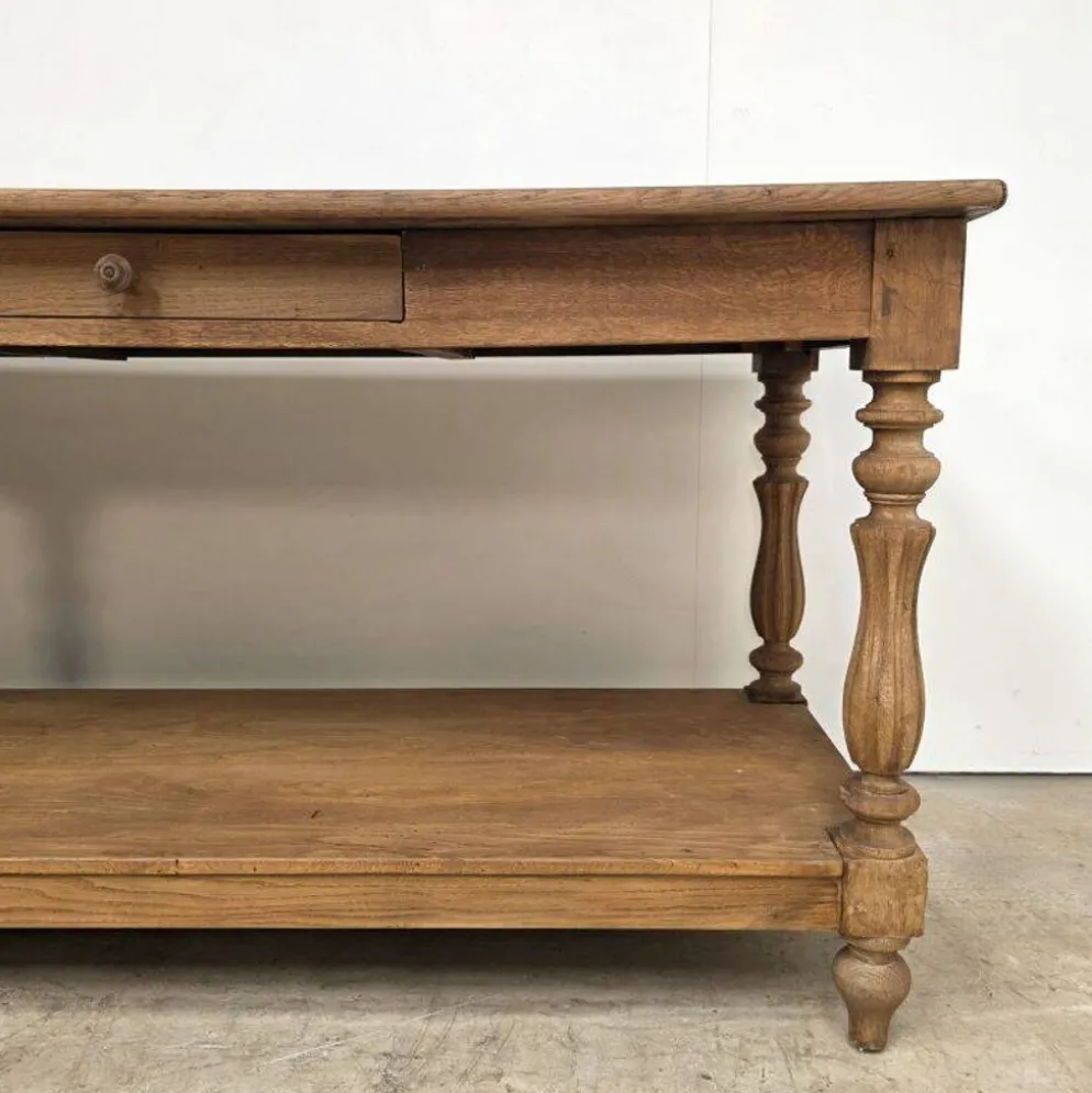 Grande table de drapier 19ème en chêne à 6 pieds