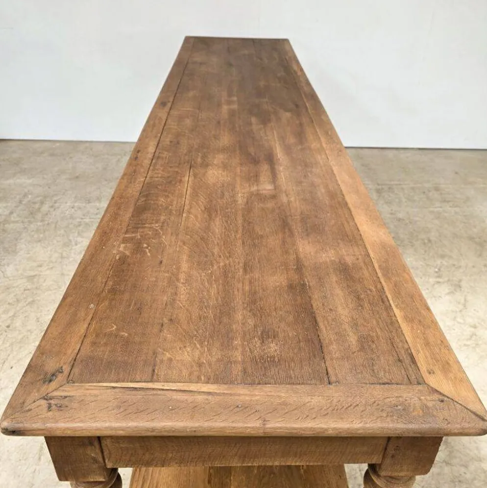 Grande table de drapier 19ème en chêne à 6 pieds