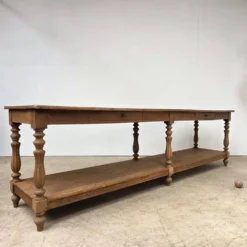 Grande table de drapier 19ème en chêne à 6 pieds