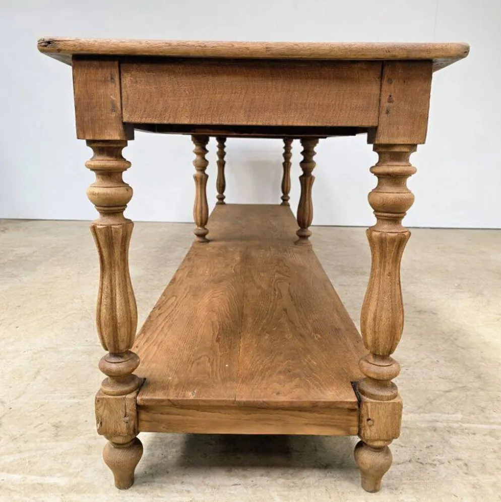 Grande table de drapier 19ème en chêne à 6 pieds