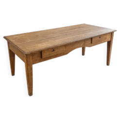 Grande table de ferme ancienne en bois massif – 194 cm