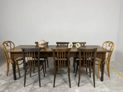 Grande table de ferme ancienne en chêne – 229 cm