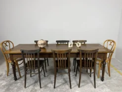 Grande table de ferme ancienne en chêne – 229 cm