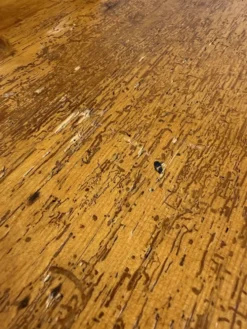 Grande table de ferme en bois avec tiroir en sapin fin 19 eme