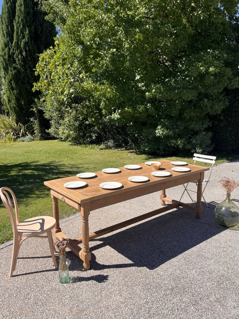 Grande table de ferme en chêne massif