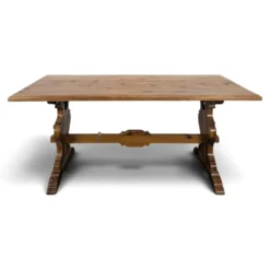 Grande table de ferme en pin à piètement en lyre