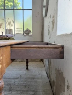 Grande table de ferme XL chêne « carrée » conférence 1950