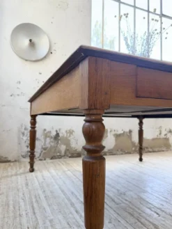 Grande table de ferme XL chêne « carrée » conférence 1950