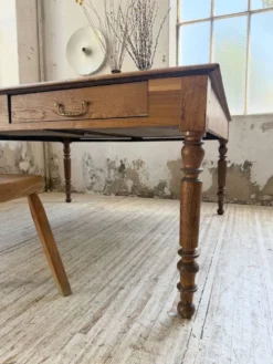 Grande table de ferme XL chêne « carrée » conférence 1950