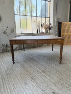 Grande table de ferme XL chêne « carrée » conférence 1950
