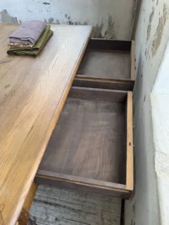 Grande table de ferme XL chêne « carrée » conférence 1950