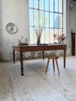 Grande table de ferme XL chêne « carrée » conférence 1950