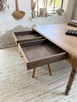 Grande table de ferme XL chêne « carrée » conférence 1950