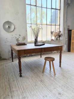 Grande table de ferme XL chêne « carrée » conférence 1950