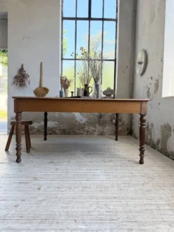 Grande table de ferme XL chêne « carrée » conférence 1950