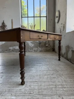 Grande table de ferme XL chêne « carrée » conférence 1950