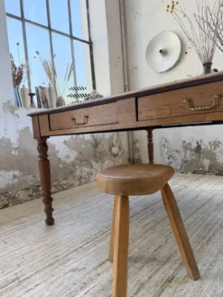 Grande table de ferme XL chêne « carrée » conférence 1950