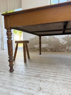 Grande table de ferme XL chêne « carrée » conférence 1950