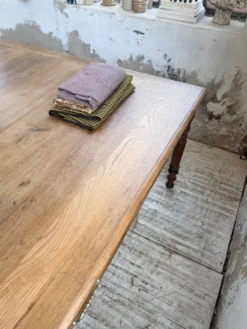 Grande table de ferme XL chêne « carrée » conférence 1950
