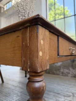 Grande table de ferme XL chêne « carrée » conférence 1950
