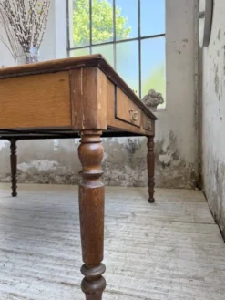 Grande table de ferme XL chêne « carrée » conférence 1950