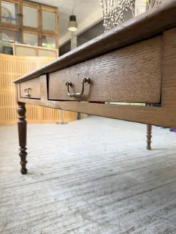 Grande table de ferme XL chêne « carrée » conférence 1950