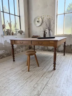Grande table de ferme XL chêne « carrée » conférence 1950