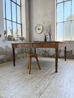 Grande table de ferme XL chêne « carrée » conférence 1950