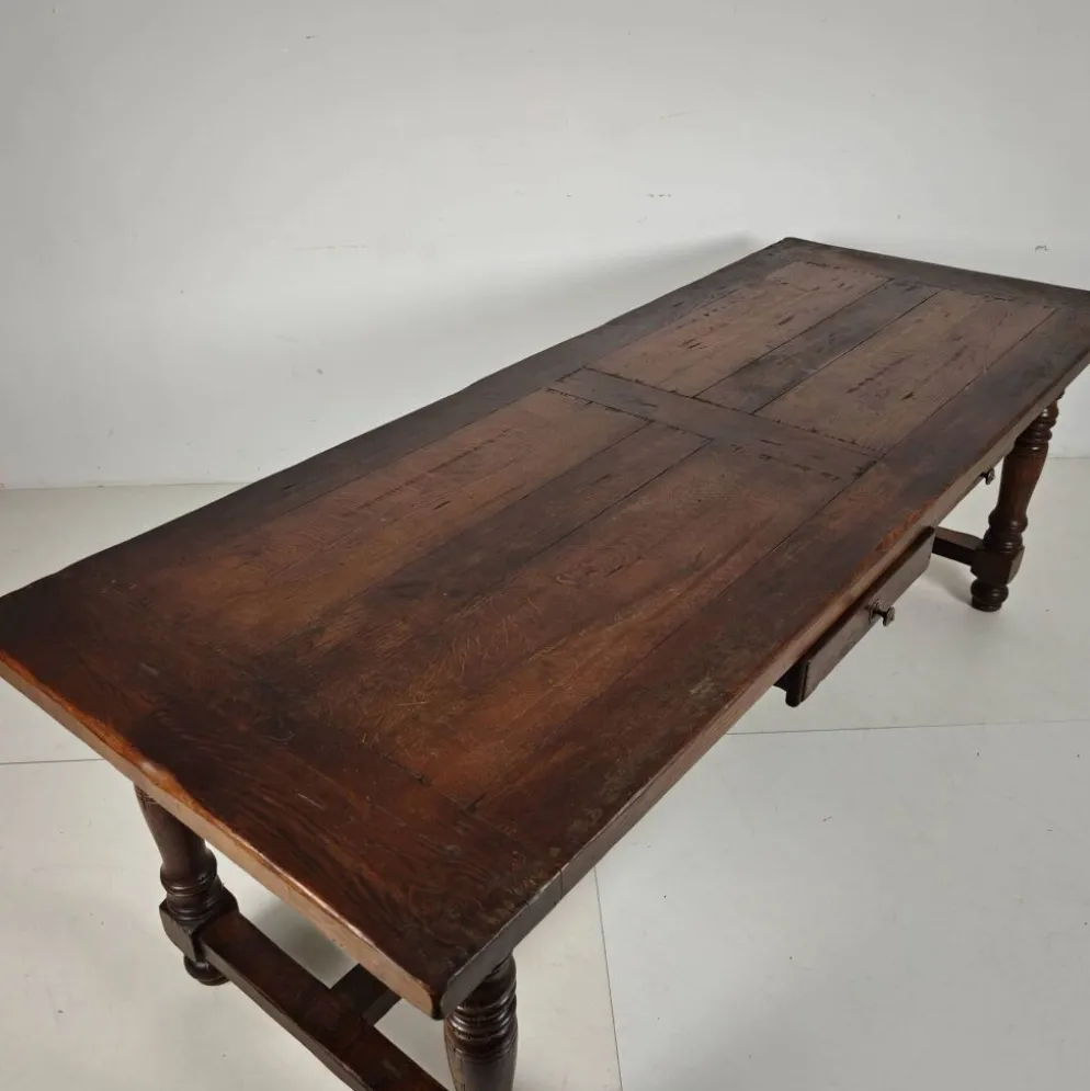 Grande table de monastère en chêne français 320/220 cm, début du 20e siècle