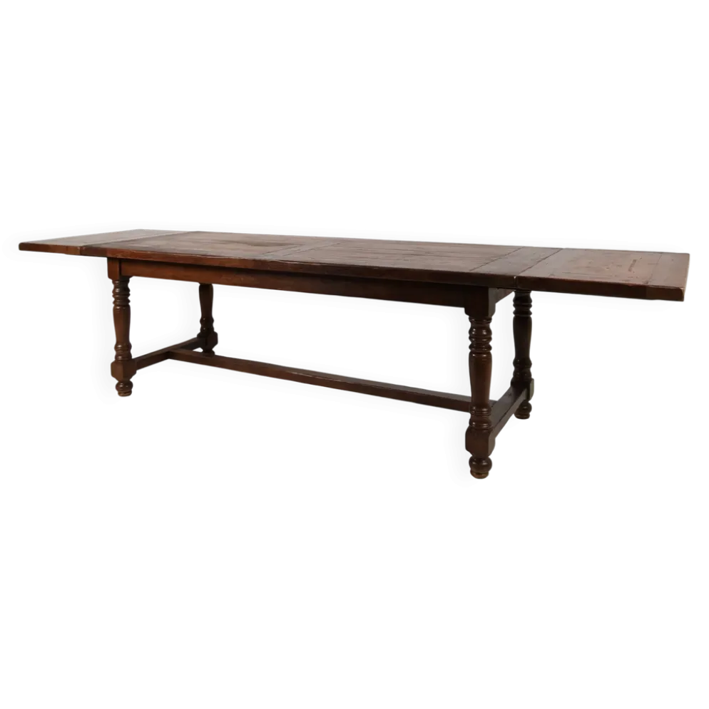 Grande table de monastère en chêne français 320/220 cm, début du 20e siècle