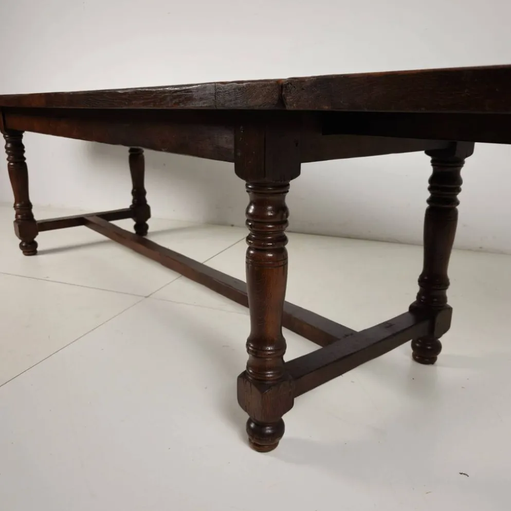 Grande table de monastère en chêne français 320/220 cm, début du 20e siècle