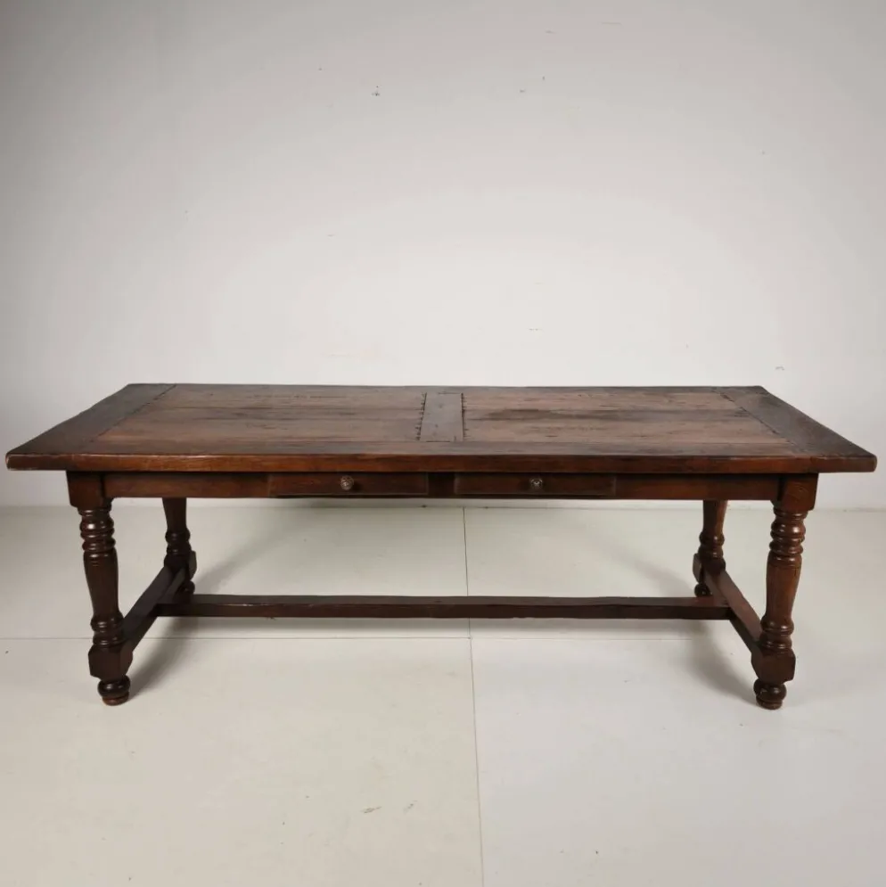 Grande table de monastère en chêne français 320/220 cm, début du 20e siècle