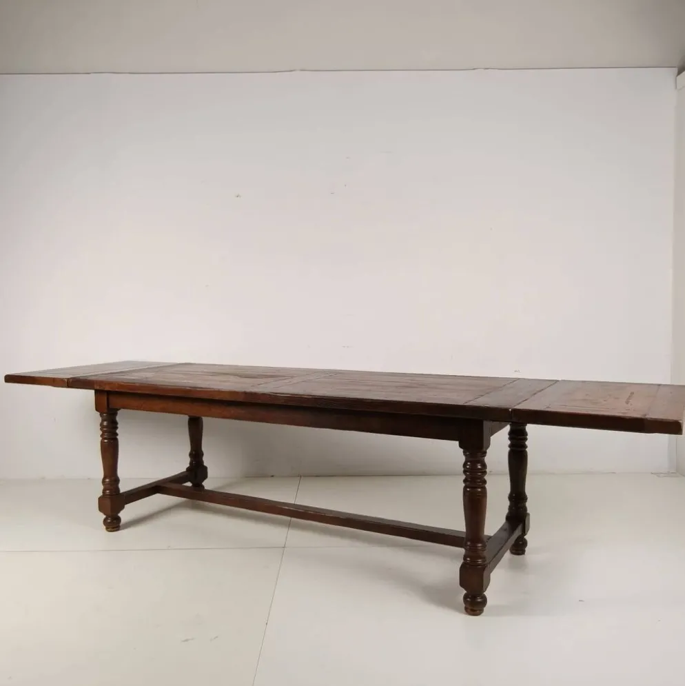 Grande table de monastère en chêne français 320/220 cm, début du 20e siècle