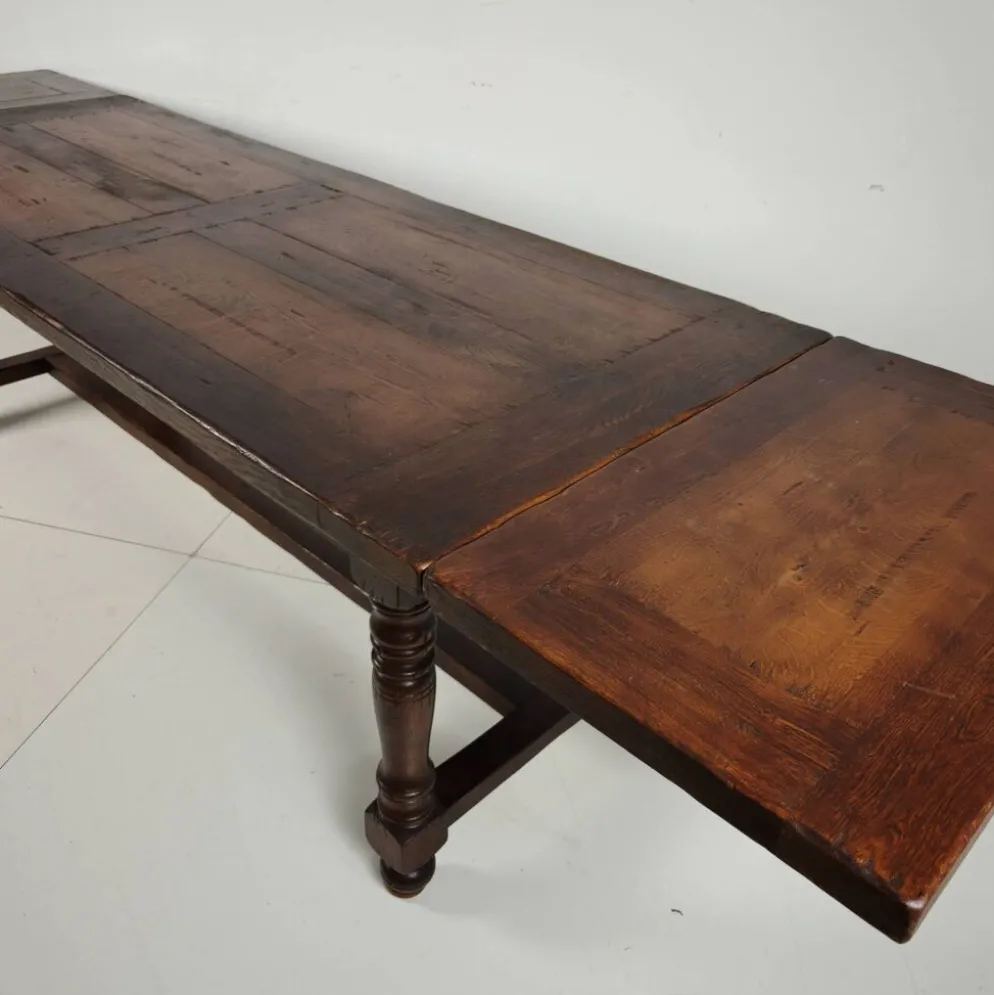 Grande table de monastère en chêne français 320/220 cm, début du 20e siècle