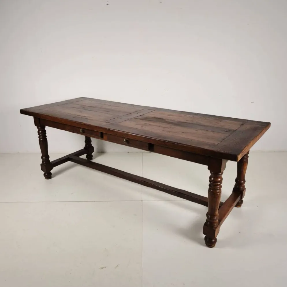 Grande table de monastère en chêne français 320/220 cm, début du 20e siècle
