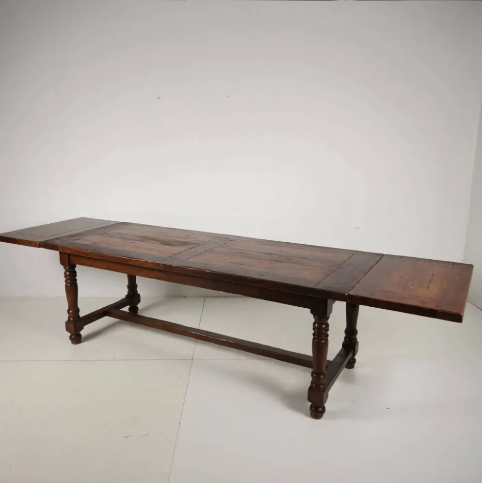 Grande table de monastère en chêne français 320/220 cm, début du 20e siècle
