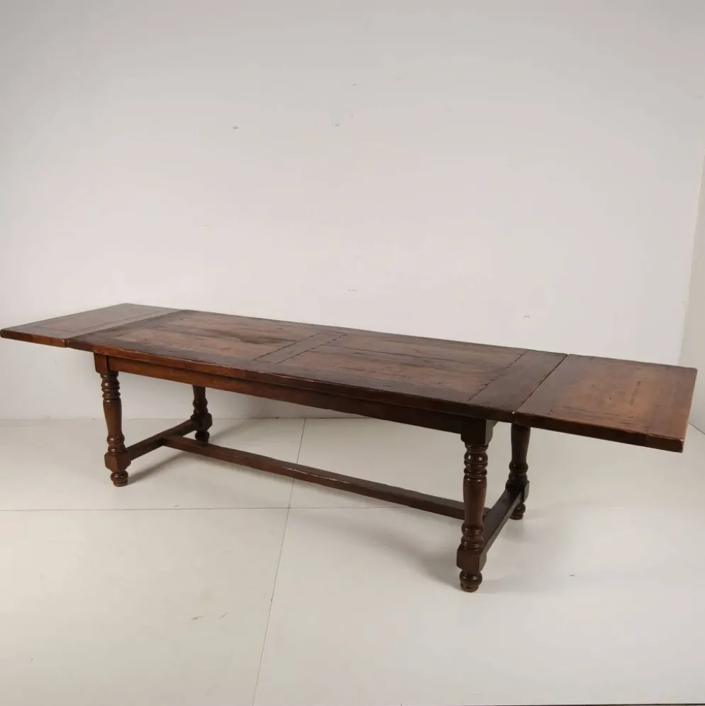 Grande table de monastère en chêne français 320/220 cm, début du 20e siècle