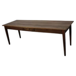 Grande table de salle à manger rustique en vieux orme du 19ème siècle français.