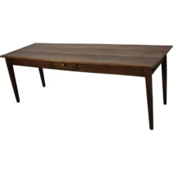 Grande table de salle à manger rustique en vieux orme du 19ème siècle français.