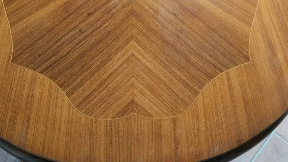 Grande Table de Salle à Manger Vintage 2m. Marqueterie en Chevrons