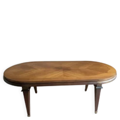 Grande Table de Salle à Manger Vintage 2m. Marqueterie en Chevrons