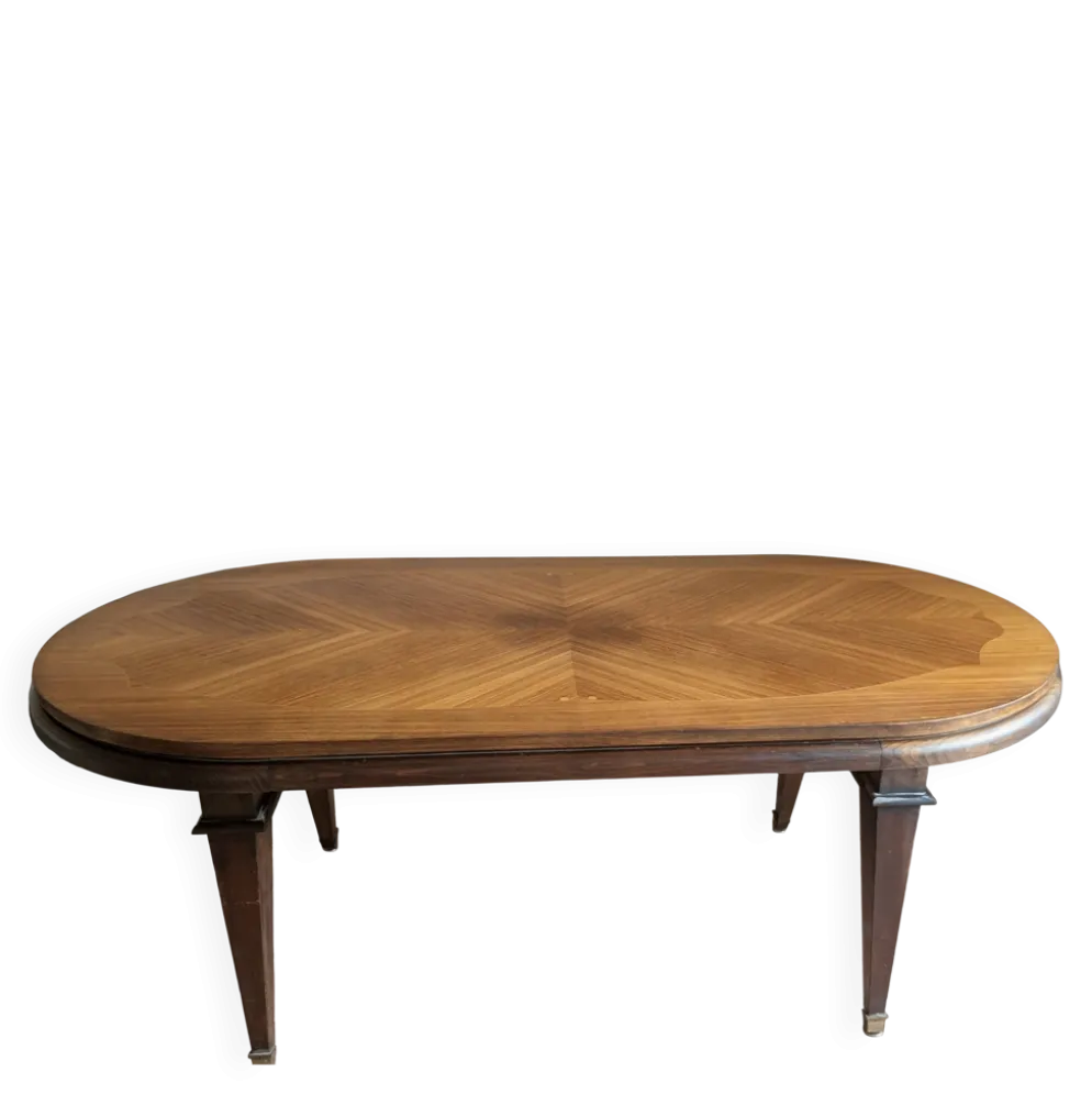 Grande Table de Salle à Manger Vintage 2m. Marqueterie en Chevrons