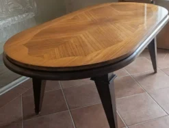Grande Table de Salle à Manger Vintage 2m. Marqueterie en Chevrons