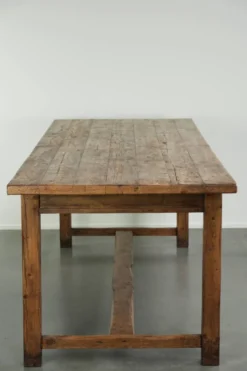 Grande table à manger de ferme antique du 19ème siècle en bois de pin.