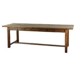Grande table à manger de ferme antique du 19ème siècle en bois de pin.