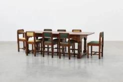 Grande table à manger en chêne français, style Renaissance, vers 1880