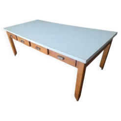 Grande table vintage de couvent – 8 tiroirs – 200 cm