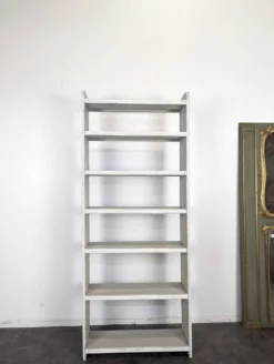 Grande étagère bibliothèque en bois peint blanc