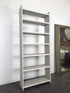 Grande étagère bibliothèque en bois peint blanc